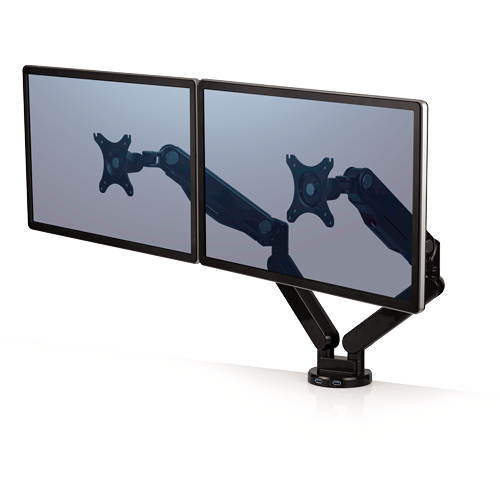FELLOWES 8042501 Platinum Series Dual Monitor Arm - Black - Holds one screen wei