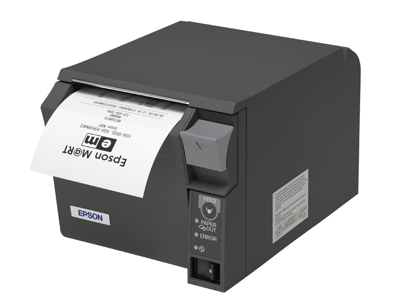 EPSON, TM-T70II, FRONT LOADING THERMAL RECEIPT PRINTER, ENERGY STAR COMPLIANT, PARALLEL AND USB, EPSON DARK GRAY, POWER SUPPLY INCLUDED, REQ CABLE