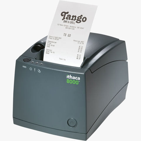 ITHACA, 9000, THERMAL PRINTER, 3 IN 1, PLAIN OR STICKY PAPER, 40 58 OR 80MM PAPER SIZE, USB AND PARALLEL 25, DARK GRAY CABINETRY, TO REVEAL USB PORT REMOVE INTERFACE CARD AND FLIP, REPLACES 280-P25,