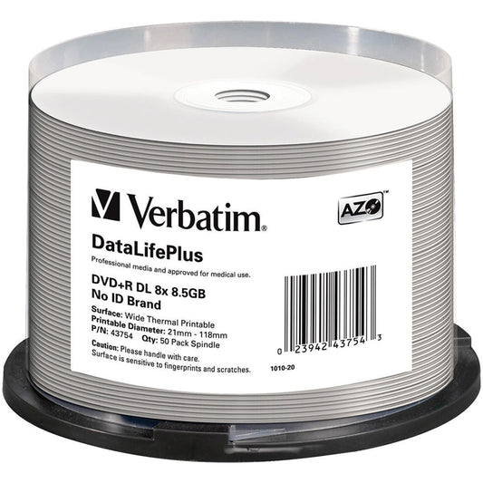 DVD+R DL 8.5GB 8X, White Wide Thermal Printable, 50pk Spindle (Everest, Teac Com