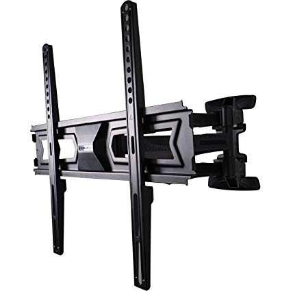 Dual Arm Swingout Mount for Flat Panel Displays up to 65 lbs. Single Stud - Black
