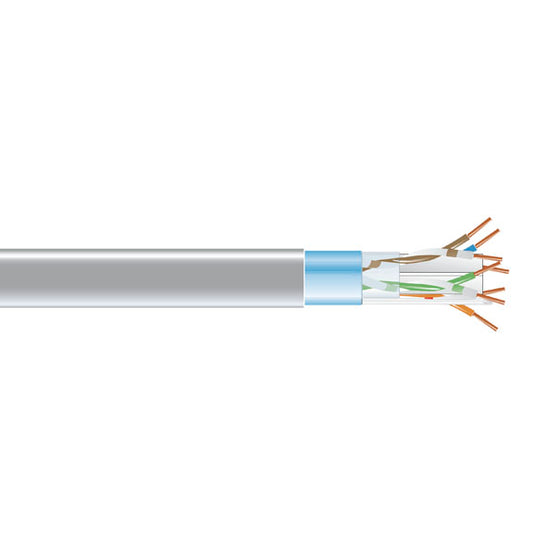 CAT6 400-MHz Shielded Solid Bulk Cable F/UTP Plenum 1000-ft. 304.8-m Gray