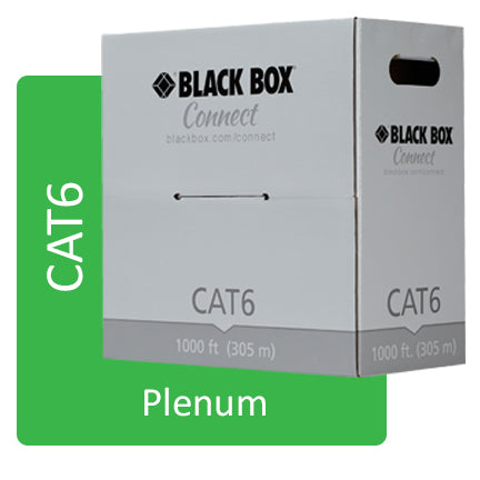 Black Box Connect CAT6 250 MHz Solid Bulk Cable - UTP, Plenum, Green, 1000-ft.