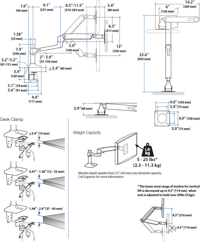 LX DESK MOUNT LCD MONITOR ARM, WHITE