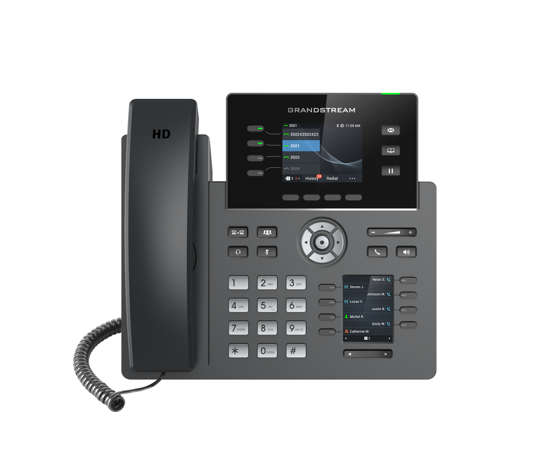 GRANDSTREAM 4 LINES, 4 SIP ACCOUNTS,  2.8 IN + 2.4 IN SCRN (COLOR), POE + GIGE
