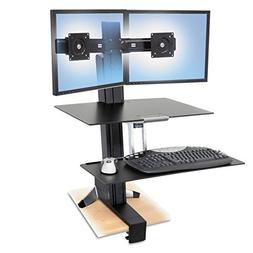 WorkFit-S Sit-Stand Workstation for Dual Displays, with Worksurface and Large Ke