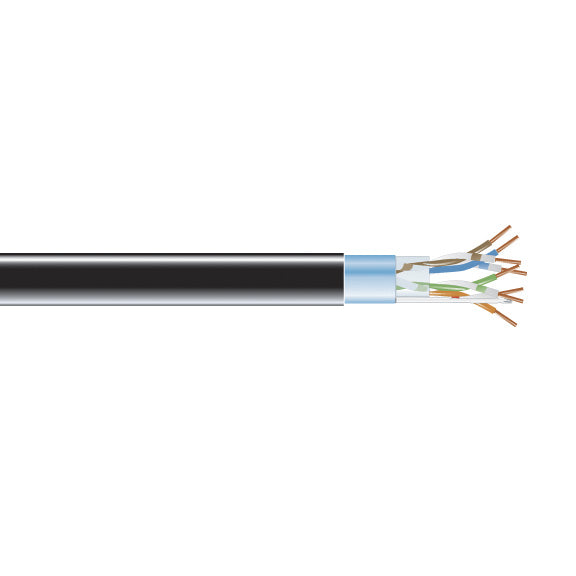 CAT5e Shielded 350-MHz Solid Bulk Cable STP 24 AWG 4-Pair PVC Black 1000-ft. 304