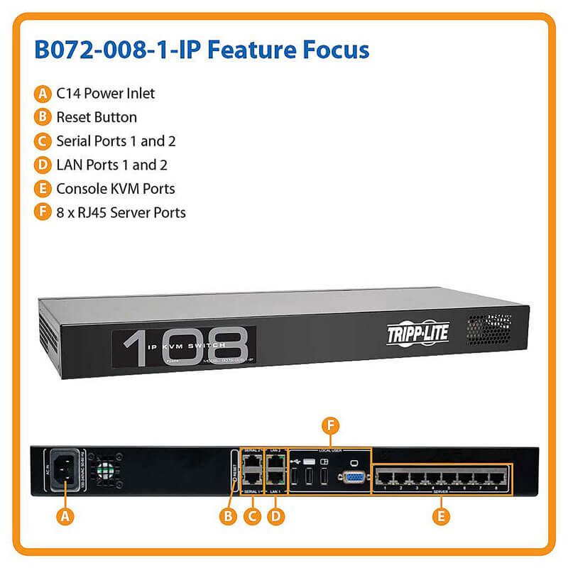 NetCommander 8-Port Cat5 1U Rack-Mount 1+1 User VGA USB KVM Switch with IP Remot