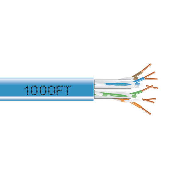 CAT6A SHLD BULK CABLE F/UTP 1000 PLENUM BLUE