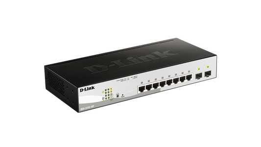 D-Link DGS-1210-10 Supports eight (8) Gigabit copper ports and two (2) Gigabit S