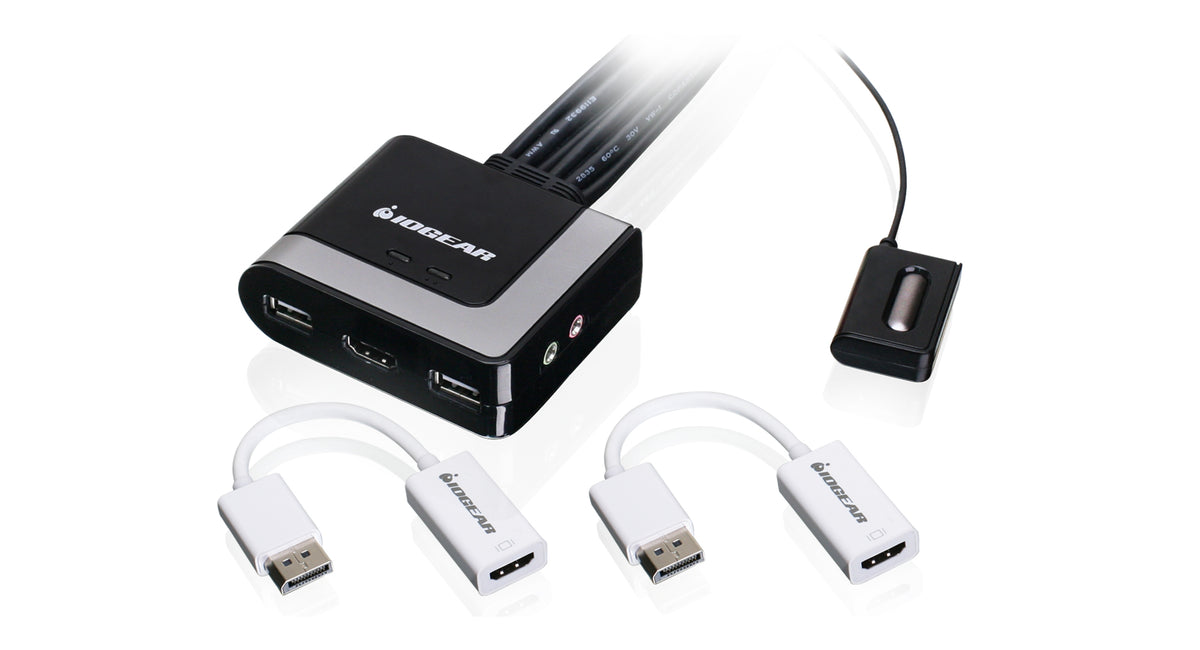 2-Port HD Cable KVM with DisplayPort Adapters