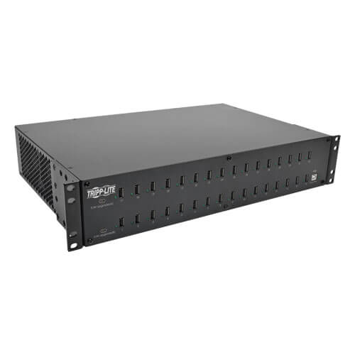 32-Port USB Charging Station with Syncing, 5V 80A (400W) USB Charger Output, 2U