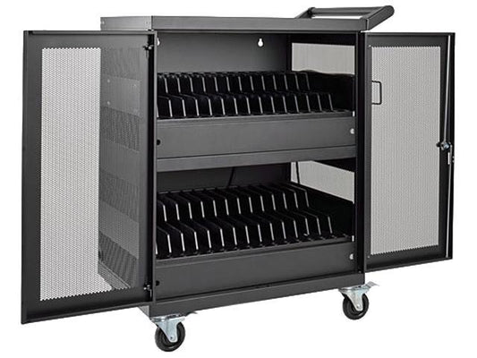 32-Device AC Charging Station Cart for Chromebooks and Laptops, Wall-Mount Optio