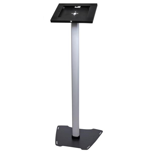 Secure tablet floor stand features a security lock to protect your tablet from t