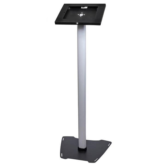 Secure tablet floor stand features a security lock to protect your tablet from t