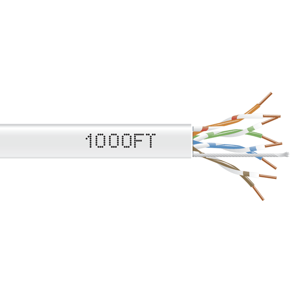 GigaBase 350 CAT5e, 350-MHz Solid Bulk Cable, Plenum, White, 1000-ft. (304.8-m)