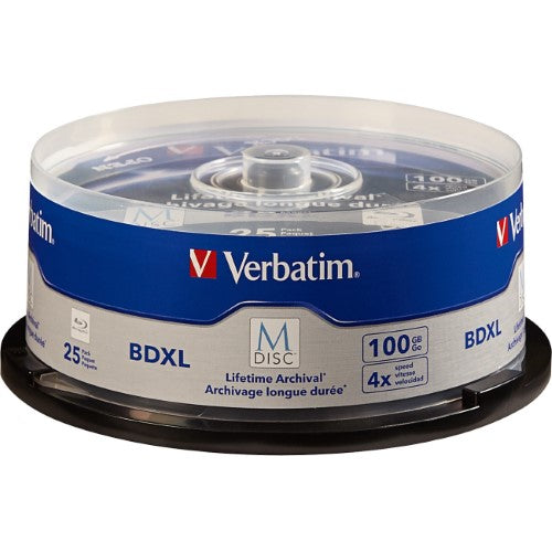 Verbatim, M-Disc BDXL 100GB 4X with Branded, Surface - 25/pk Spindle