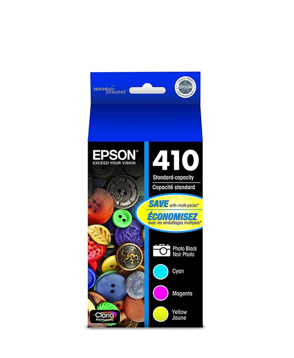 Epson 410, Color Ink Cartridges, C/M/Y and Photo Black 4-Pack (T410520)