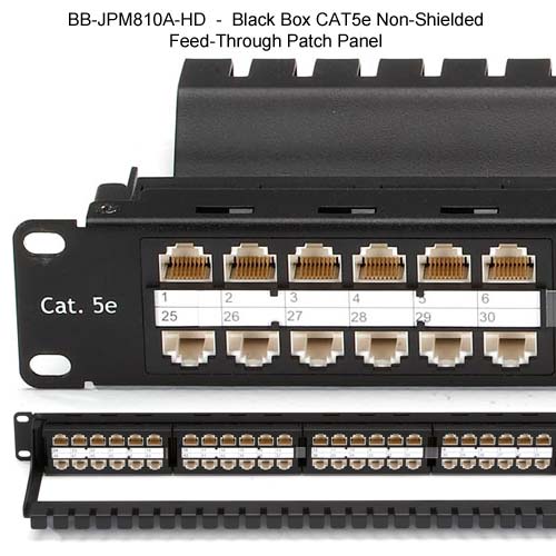 SpaceGAIN CAT5e High-Density Feed-Through Patch Panel, Unshielded, 48-Port, 1U